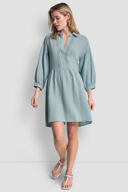 DKNY GAUZE V-NECK DRESS