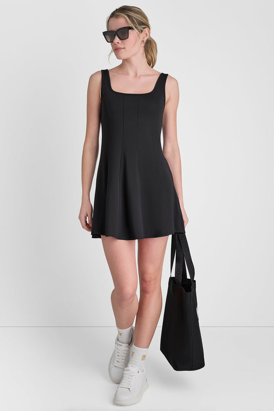 DKNY BALANCE COMPRESSION DRESS WITH BUILT-IN SHORTS