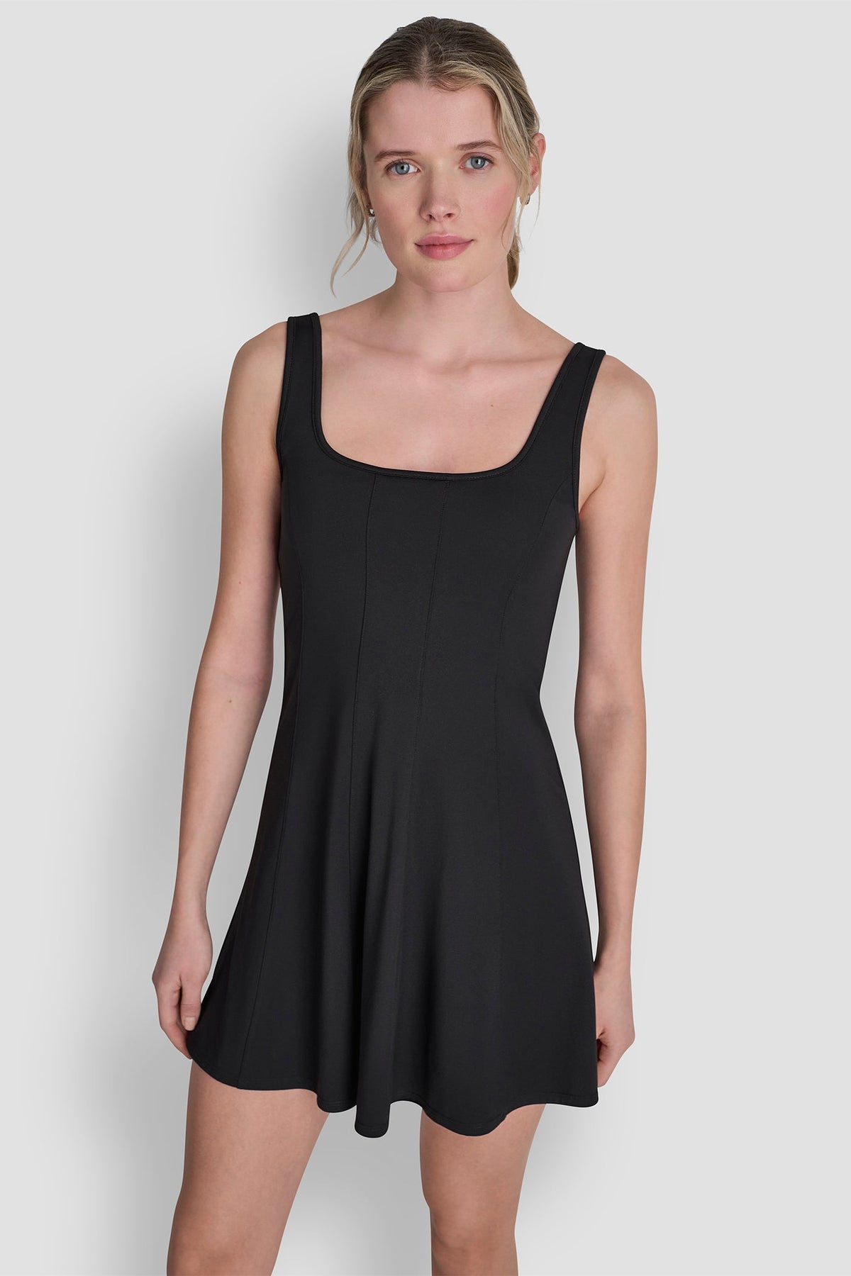 DKNY BALANCE COMPRESSION DRESS WITH BUILT-IN SHORTS