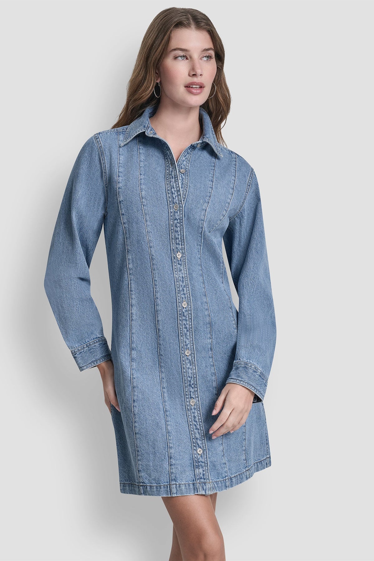 DKNY SEAMED A-LINE DRESS