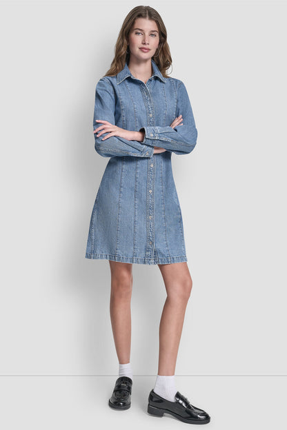 DKNY SEAMED A-LINE DRESS