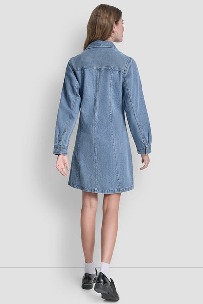 DKNY SEAMED A-LINE DRESS
