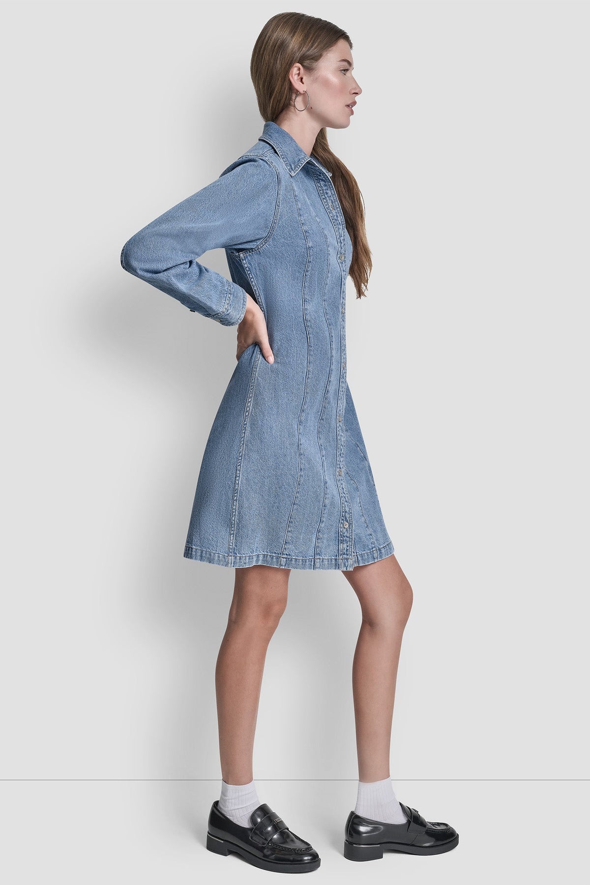 DKNY SEAMED A-LINE DRESS
