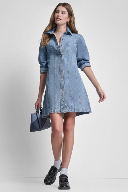 DKNY SEAMED A-LINE DRESS