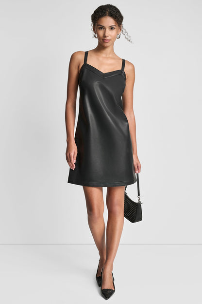 DKNY SLEEVELESS A-LINE MINI DRESS