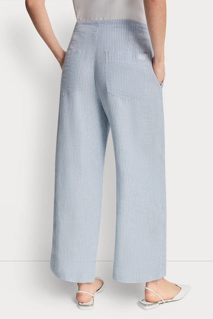 DKNY CROPPED WIDE LEG LINEN-BLEND PANTS