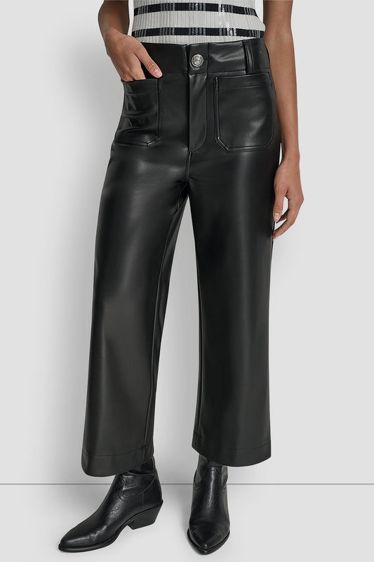 DKNY HIGH-RISE CROPPED WIDE LEG PANT