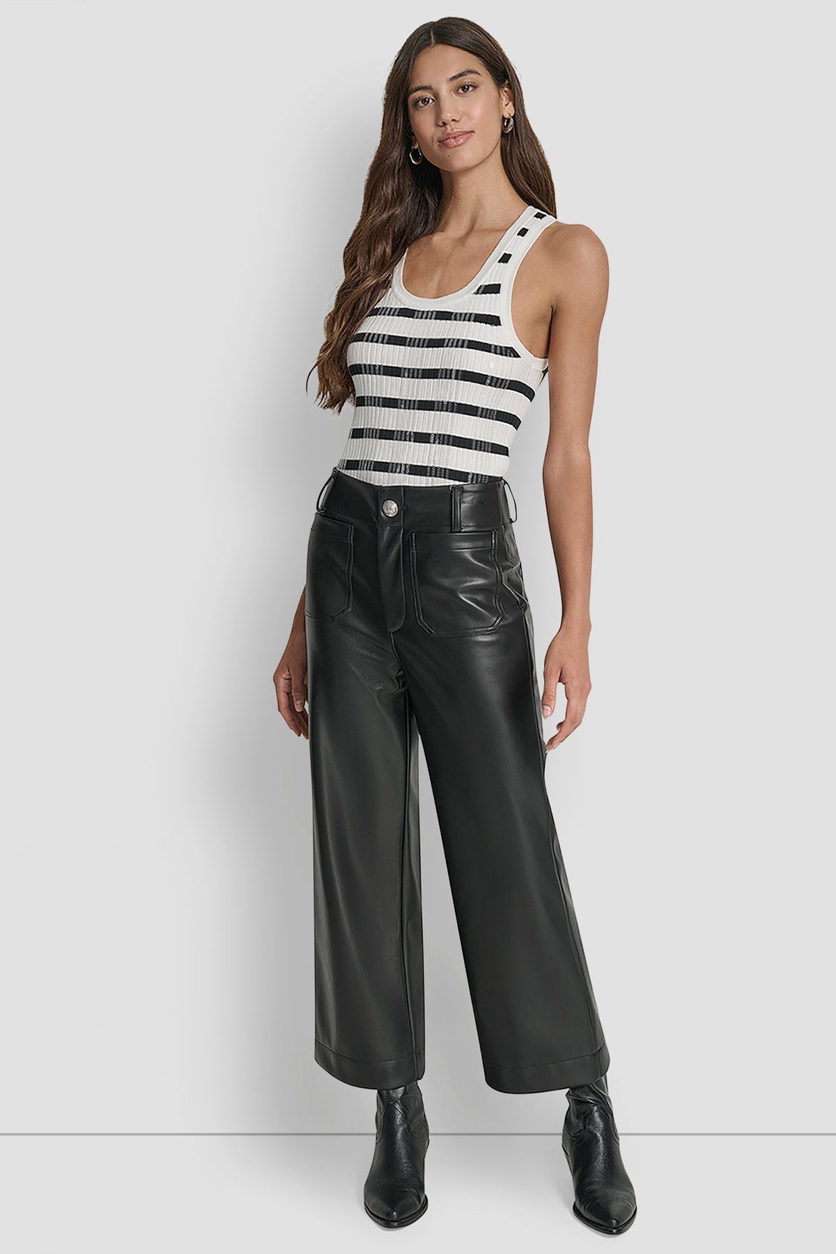 DKNY HIGH-RISE CROPPED WIDE LEG PANT