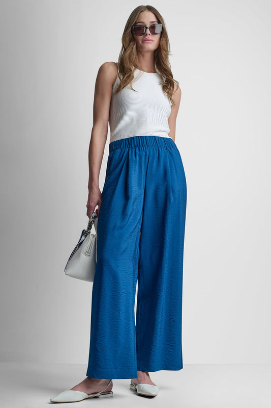 DKNY MID-RISE RUMPLED STRAIGHT-LEG ANKLE PANT