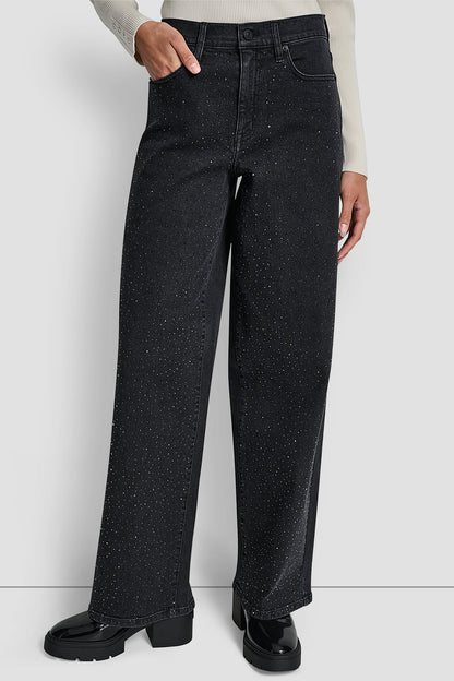 DKNY HIGH-RISE WIDE LEG WITH RHINESTONE EMBELLISHMENT