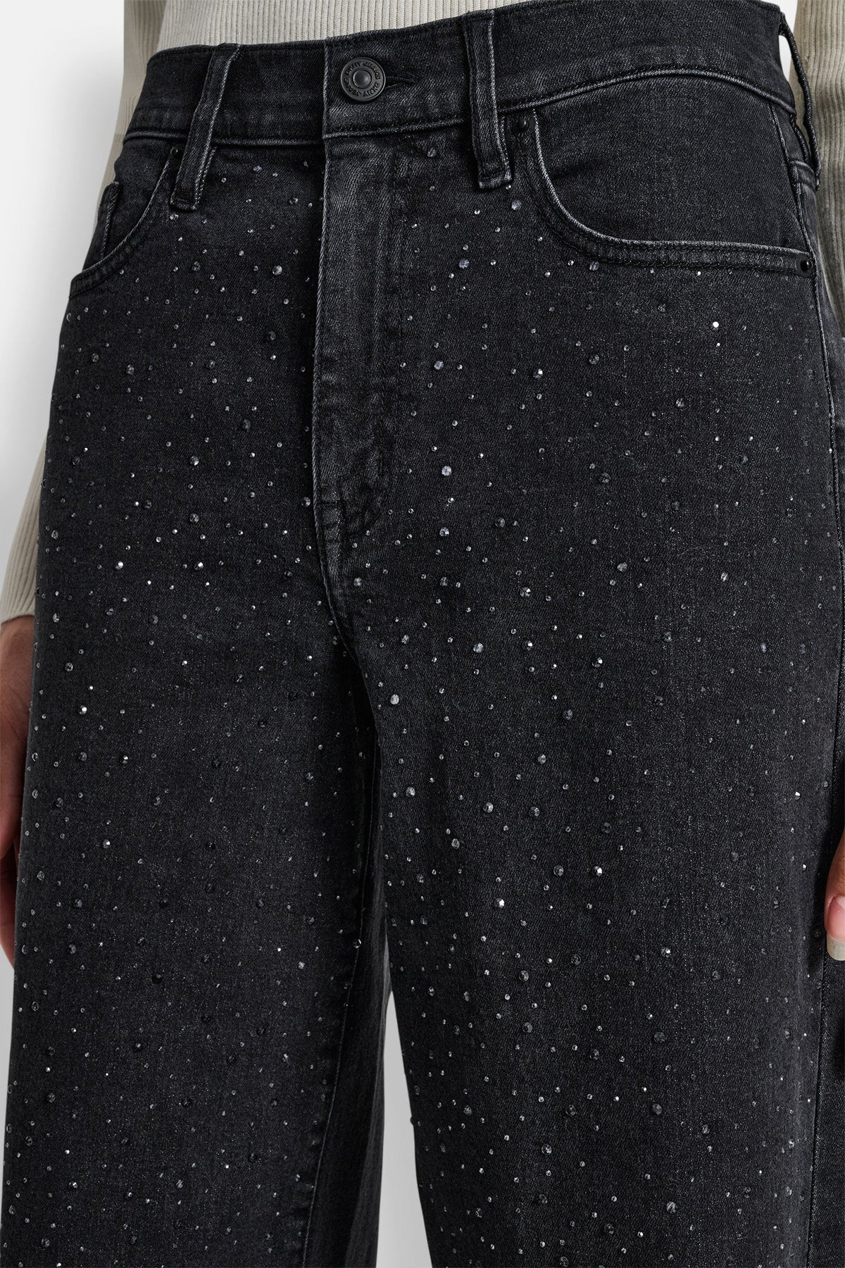 DKNY HIGH-RISE WIDE LEG WITH RHINESTONE EMBELLISHMENT