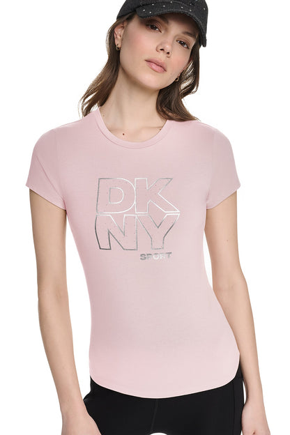 DKNY CRYSTAL METALLIC LOGO BABY TEE