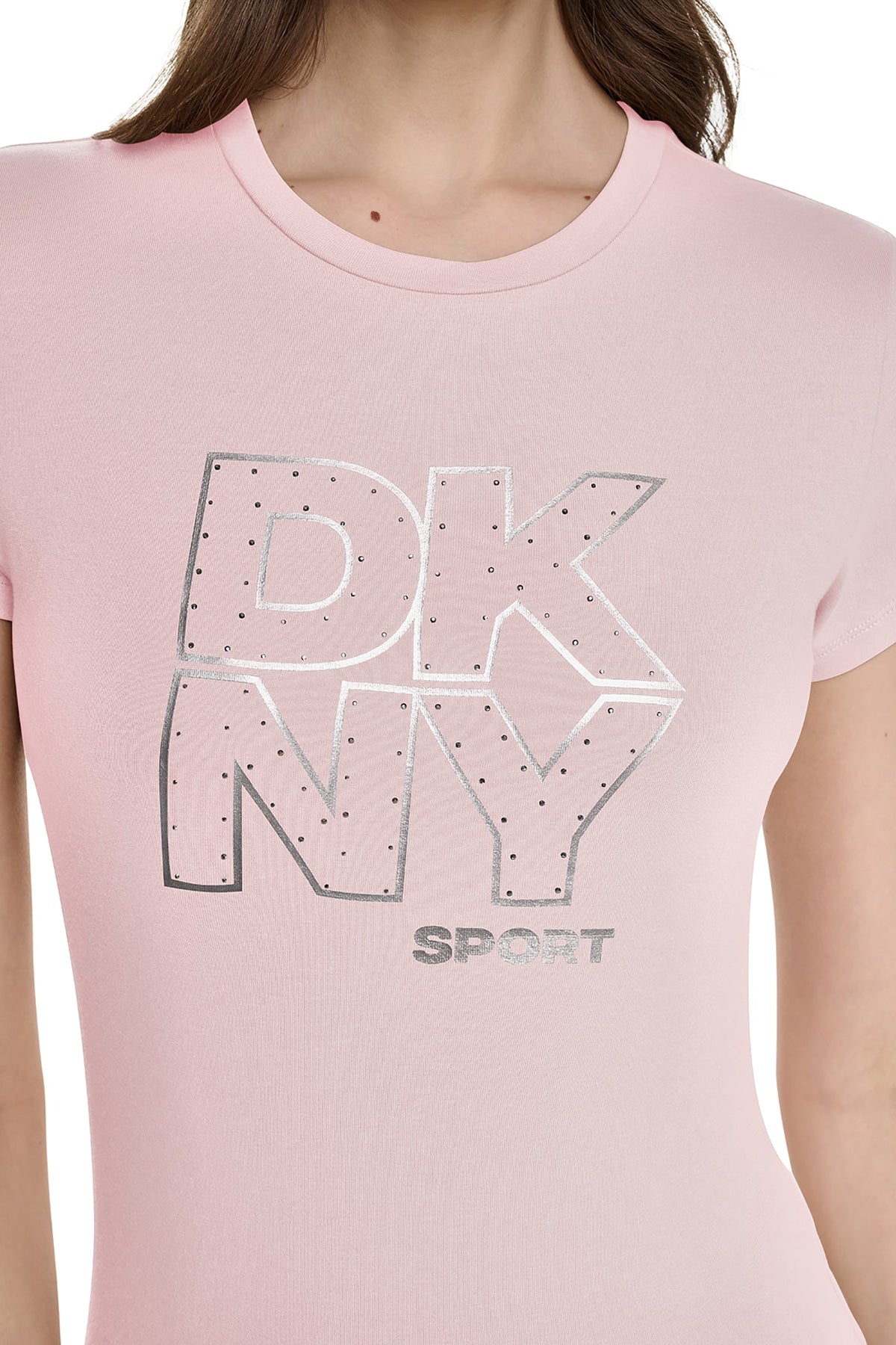 DKNY CRYSTAL METALLIC LOGO BABY TEE