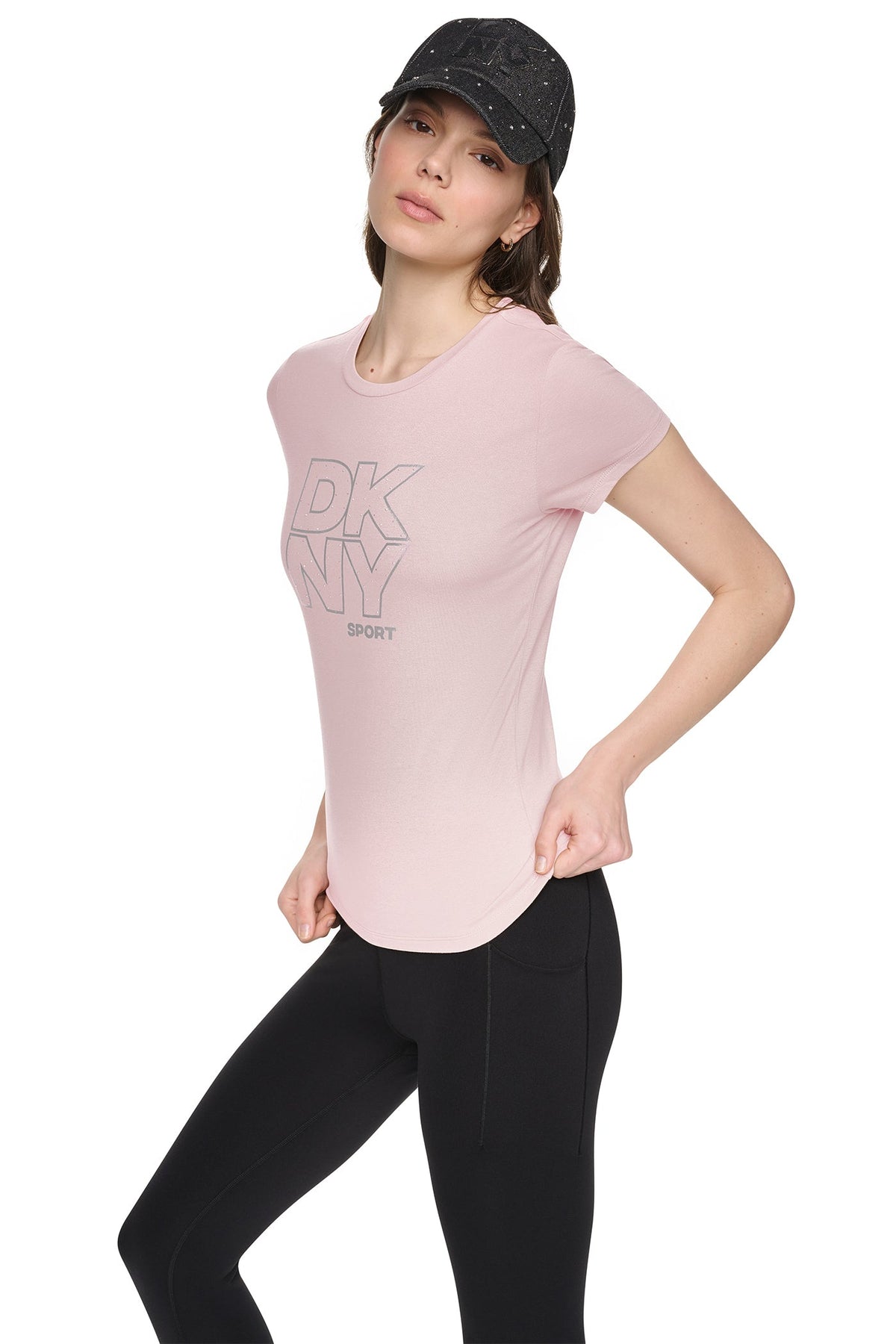DKNY CRYSTAL METALLIC LOGO BABY TEE