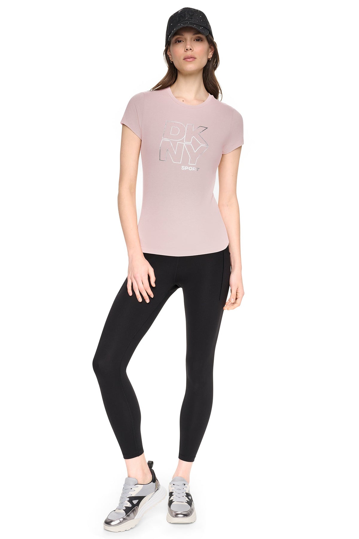 DKNY CRYSTAL METALLIC LOGO BABY TEE