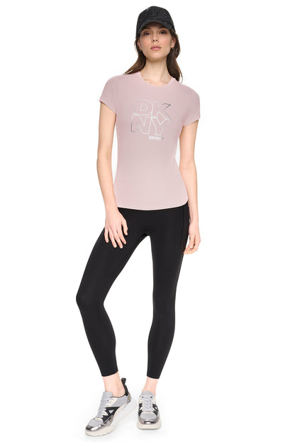 DKNY CRYSTAL METALLIC LOGO BABY TEE
