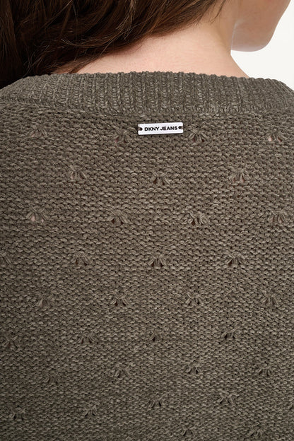 DKNY ELBOW SLEEVE CHENILLE CARDIGAN