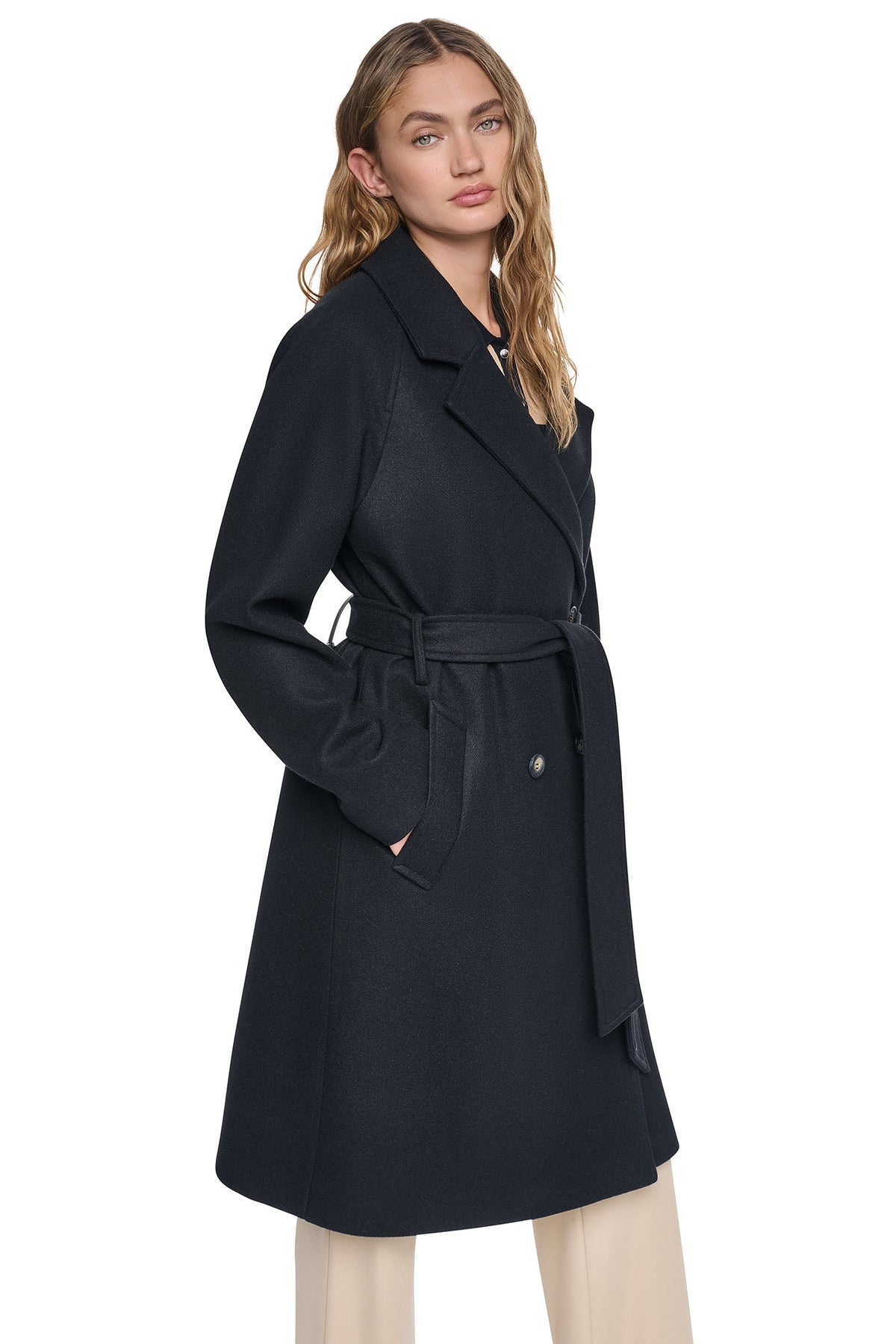 DKNY DOUBLE BREASTED WRAP COAT