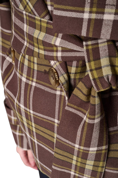 DKNY PLAID DOUBLE BREASTED SHORT TRENCH