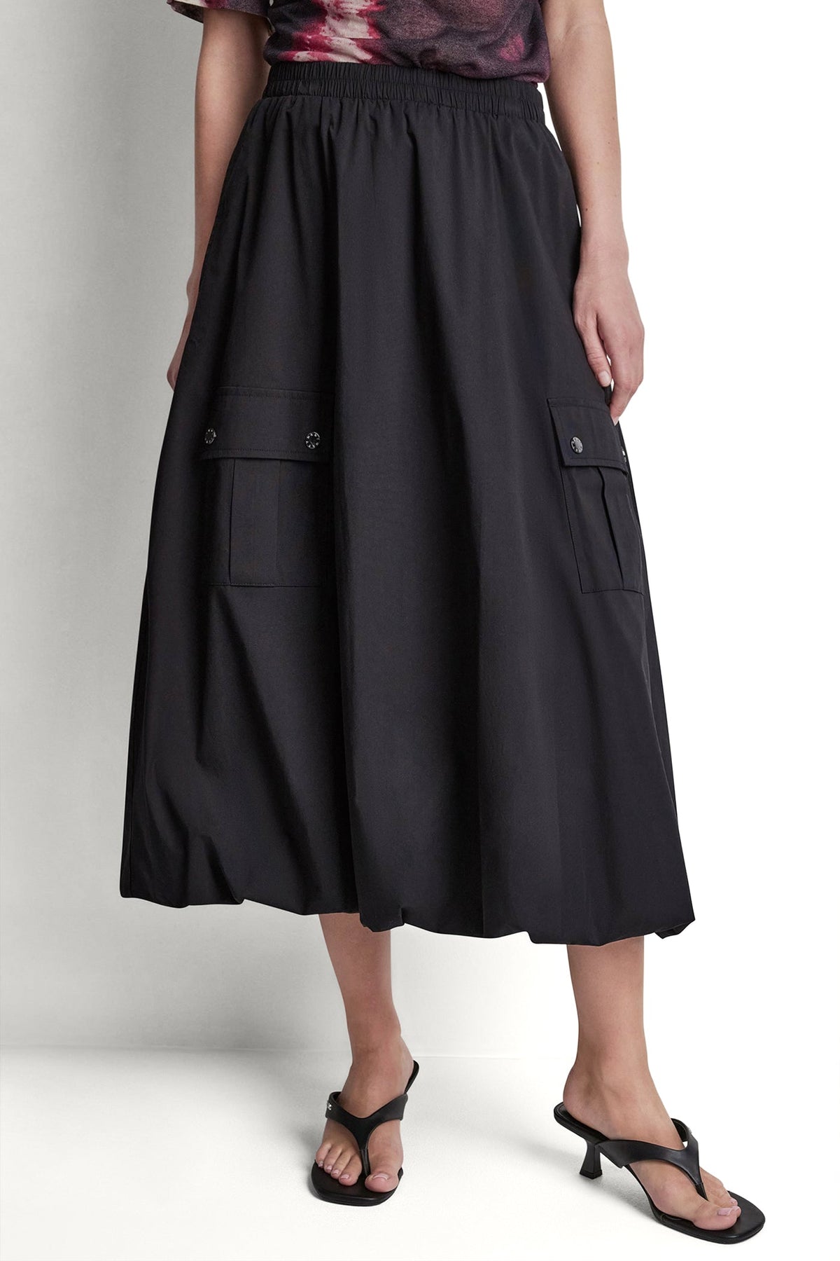 DKNY CARGO POCKET BUBBLE MIDI SKIRT