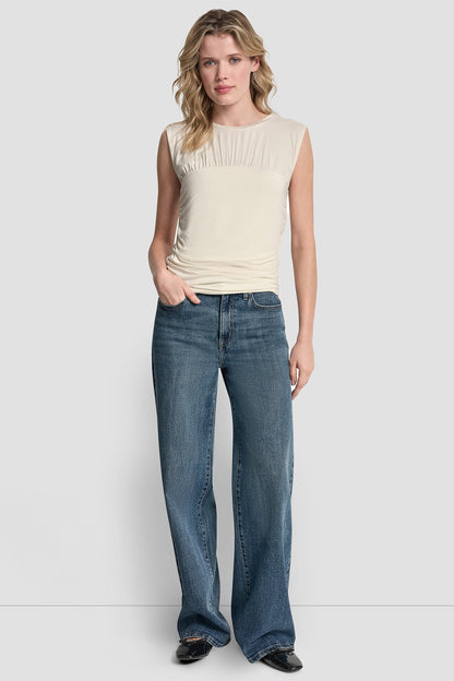 DKNY RUCHED BODICE SLEEVLESS TOP