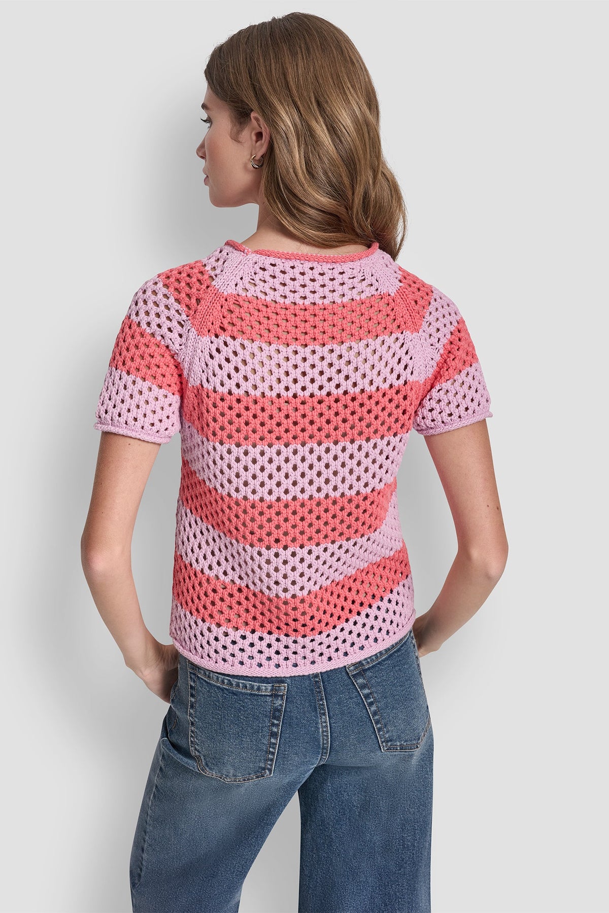 DKNY OPEN STITCH STRIPE SWEATER