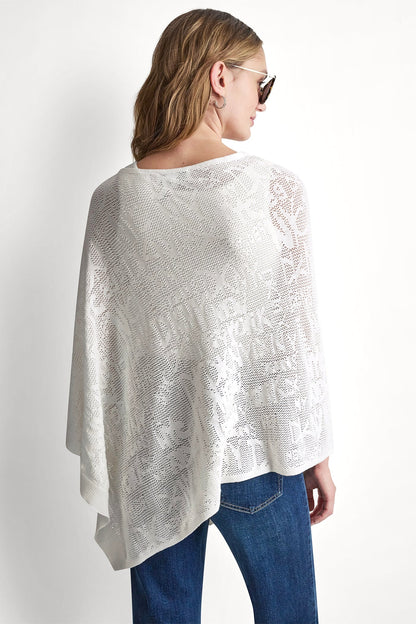 DKNY ASYMMETRIC LOGO POINTELLE PONCHO