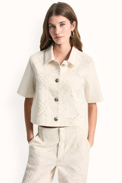DKNY TEXTURE TWILL BUTTON-FRONT SHIRT