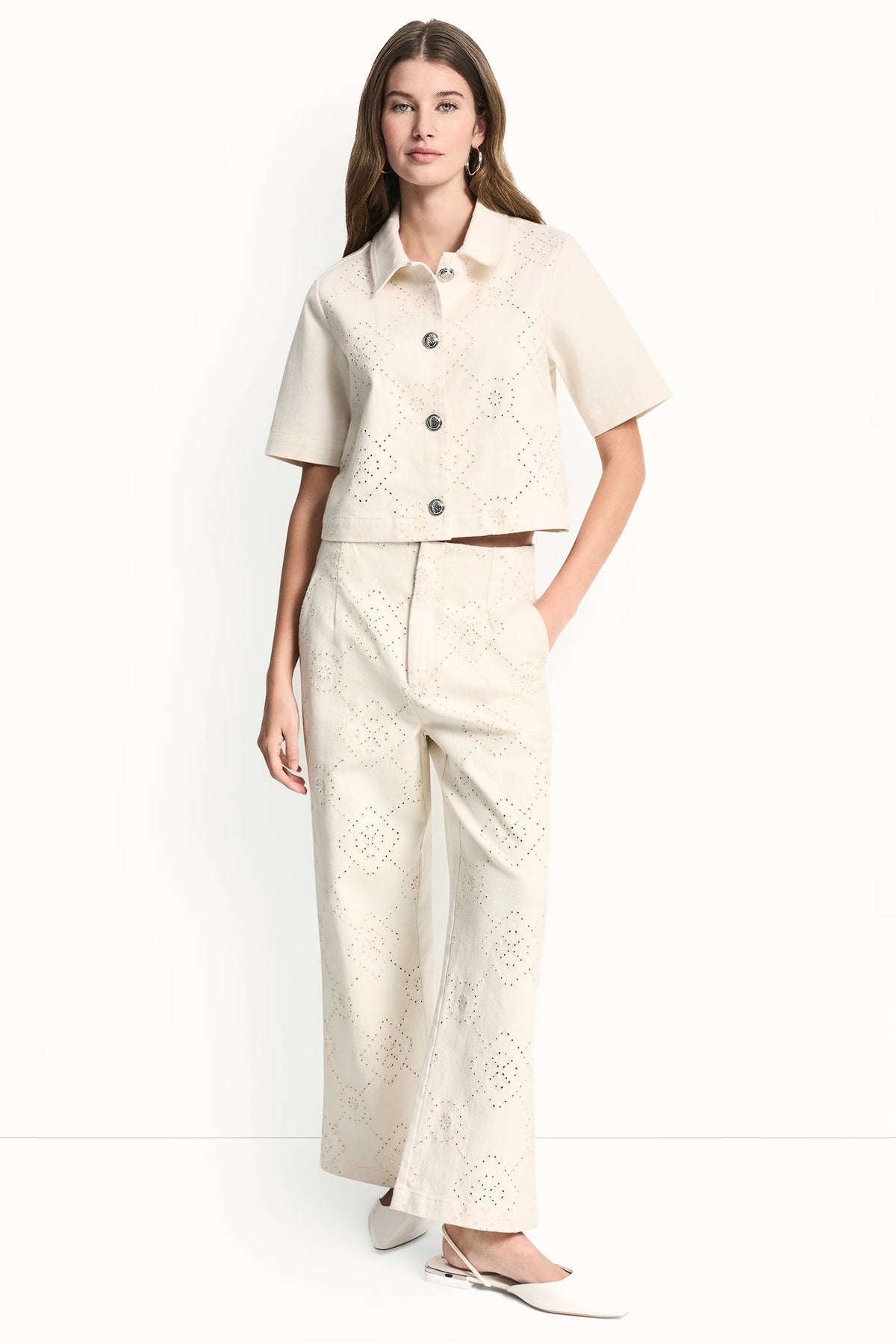 DKNY TEXTURE TWILL BUTTON-FRONT SHIRT