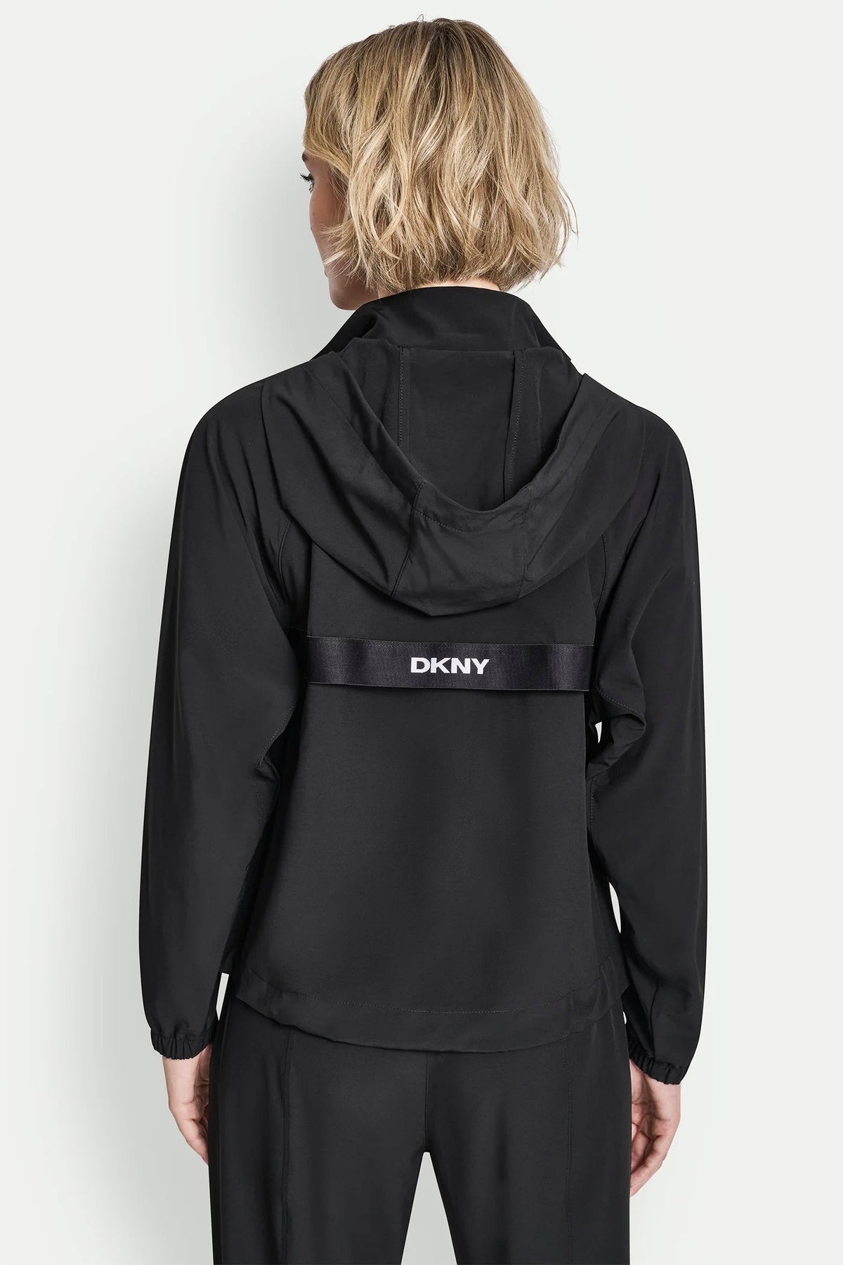 DKNY LOGO HOODED SHORT JACKET