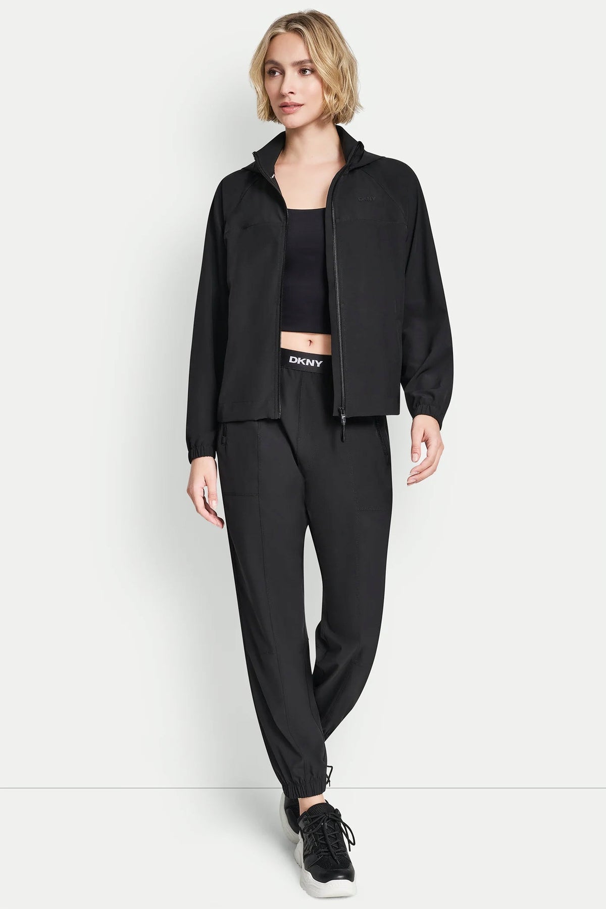 DKNY LOGO HOODED SHORT JACKET