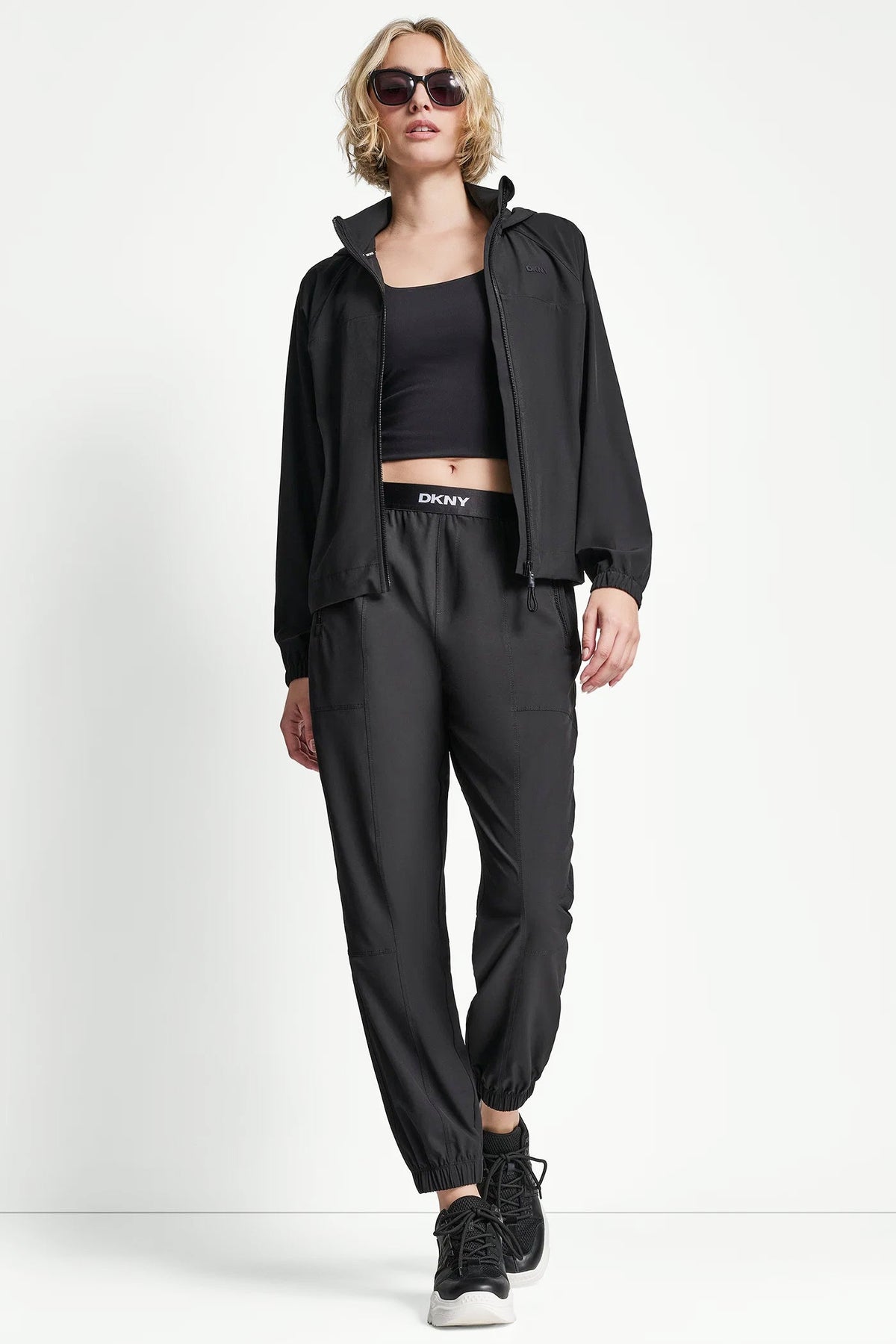 DKNY LOGO HOODED SHORT JACKET