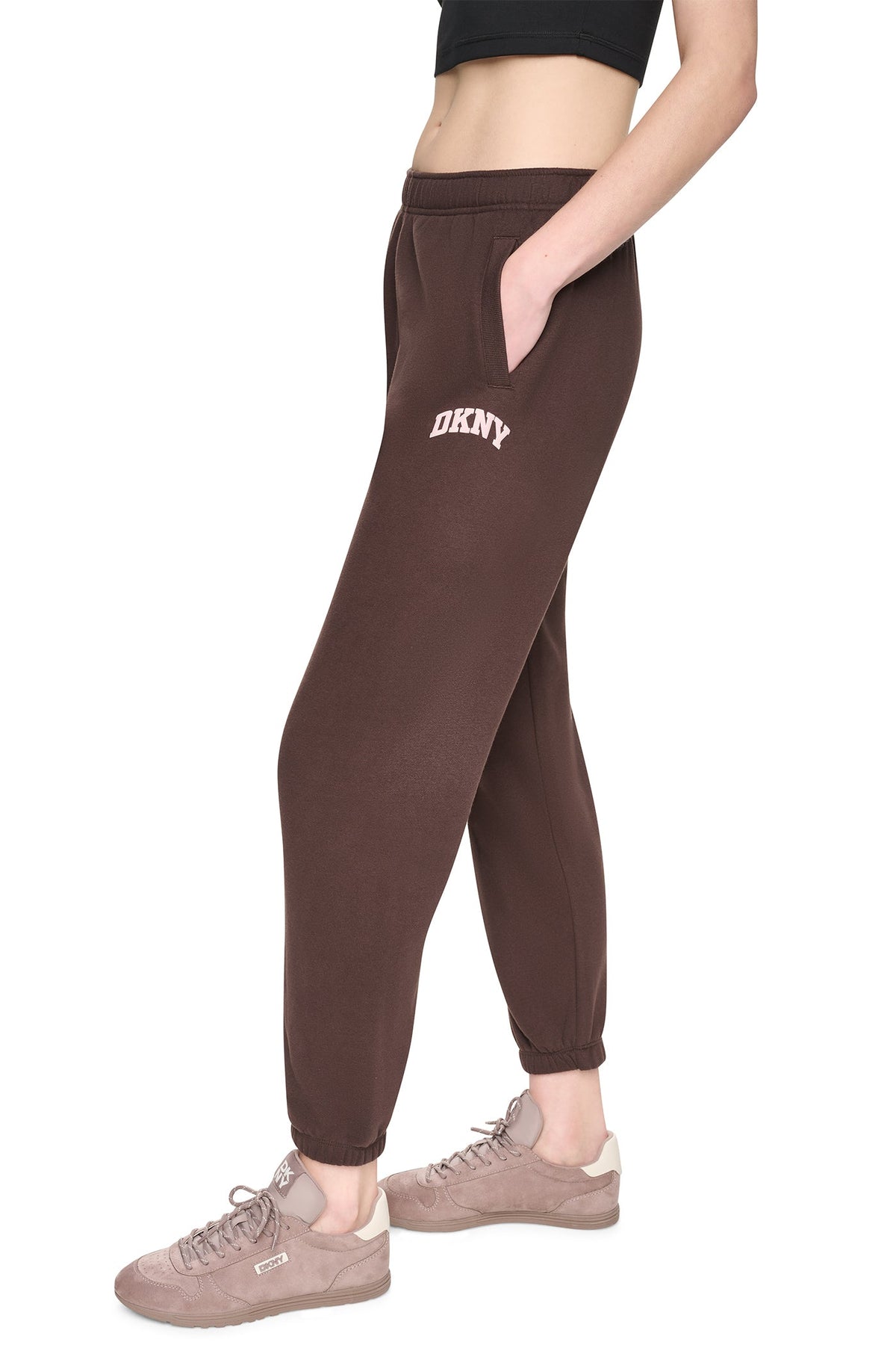 DKNY PUFF VARSITY LOGO MID-RISE JOGGER