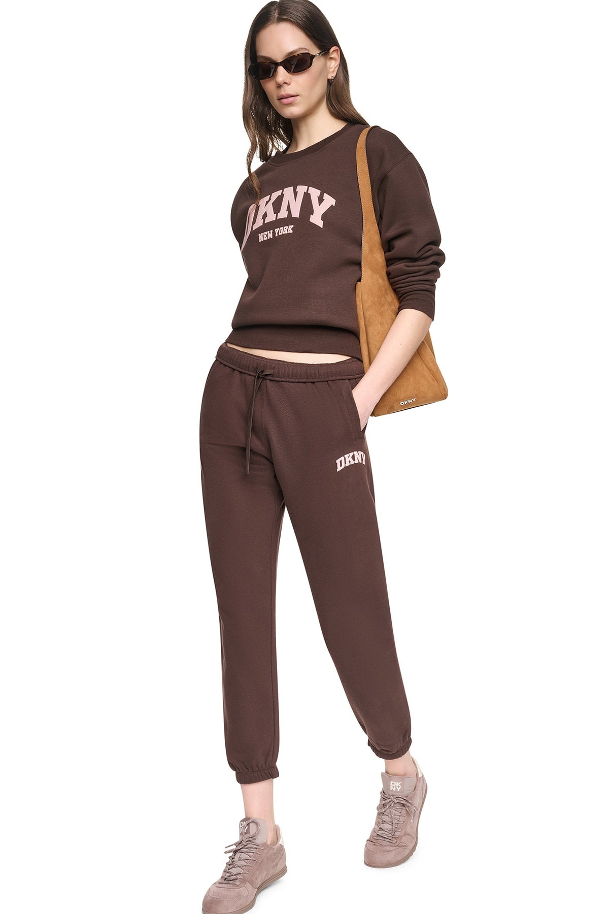 DKNY PUFF VARSITY LOGO MID-RISE JOGGER