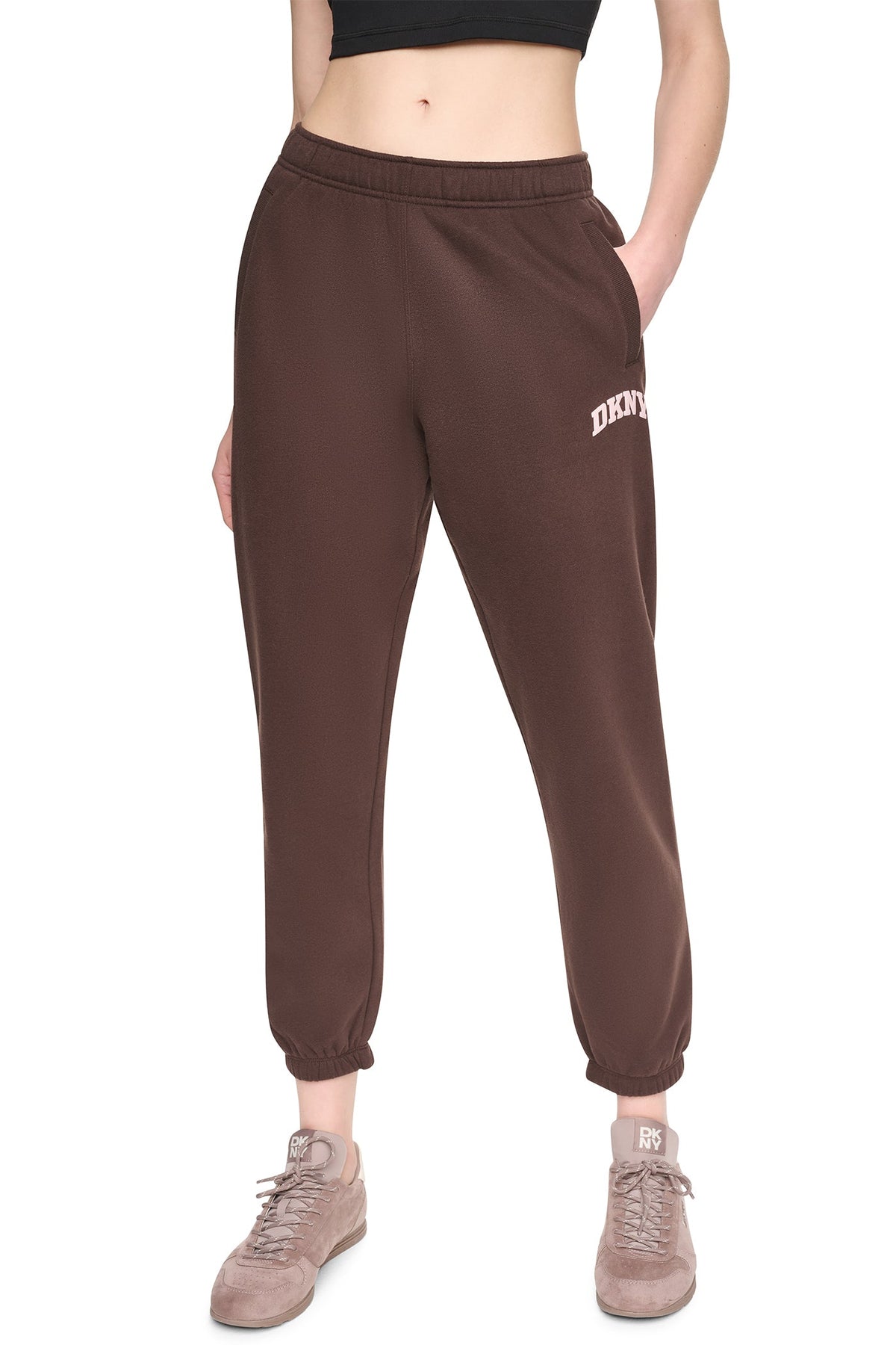 DKNY PUFF VARSITY LOGO MID-RISE JOGGER