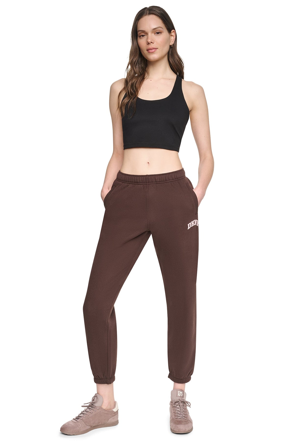 DKNY PUFF VARSITY LOGO MID-RISE JOGGER