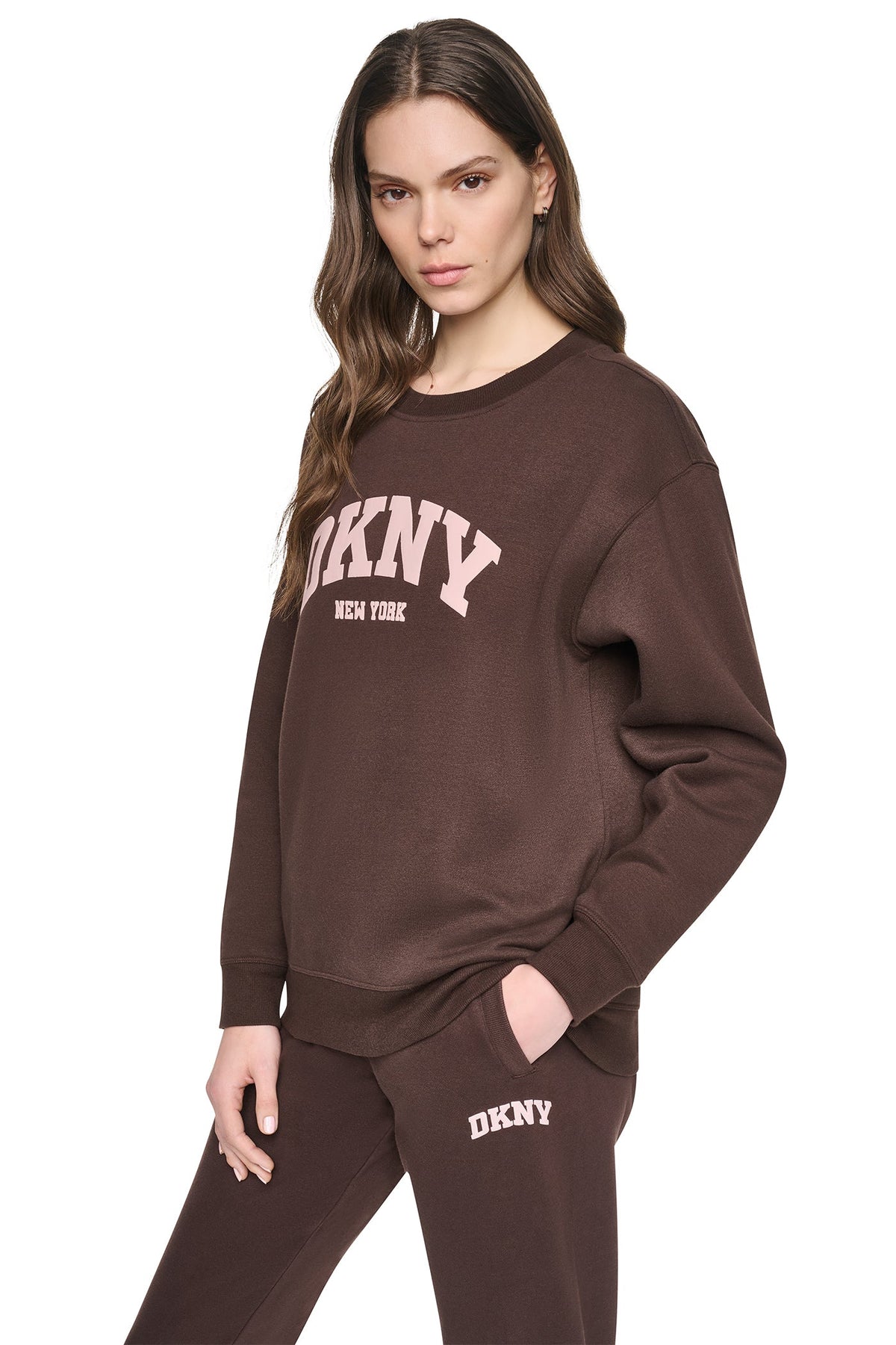 DKNY PUFF VARSITY LOGO PULLOVER