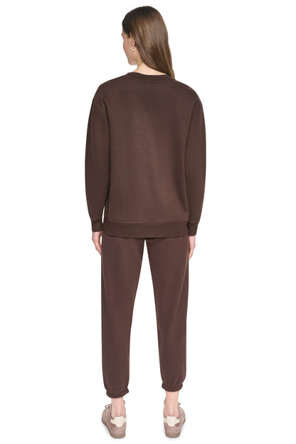 DKNY PUFF VARSITY LOGO PULLOVER