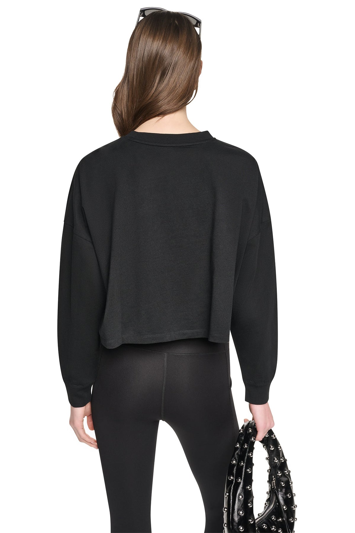 DKNY CROPPED SEQUIN VARSITY LOGO TEE
