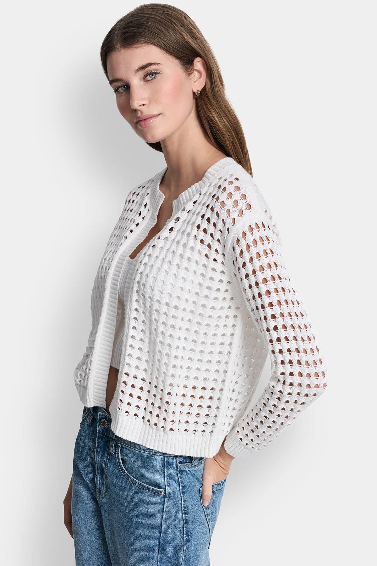 DKNY OPEN-STITCH CARDIGAN