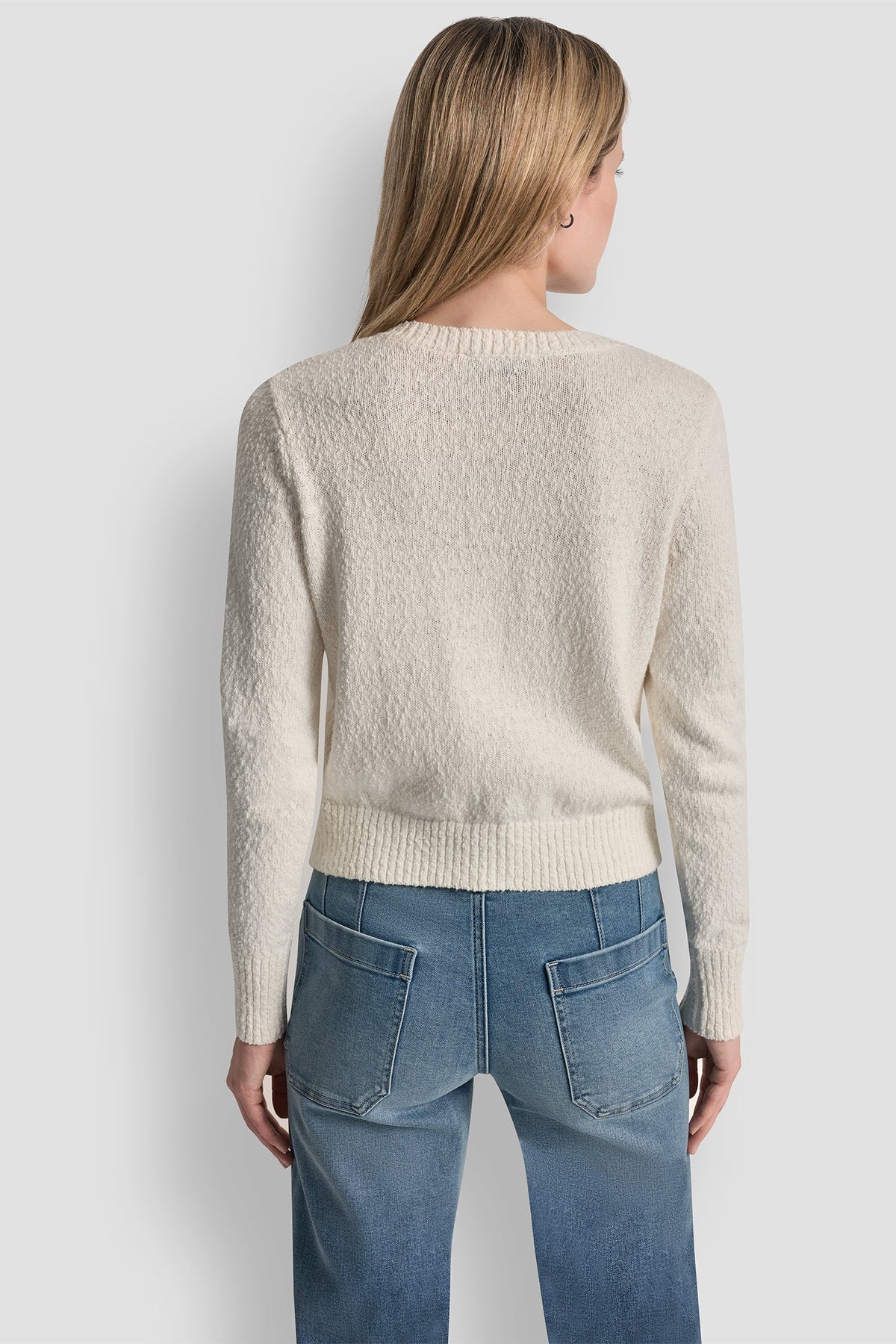 DKNY CREW NECK CARDIGAN WITH PATCH POCKETS