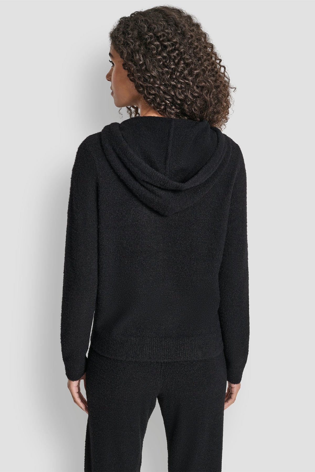 DKNY FEATHER YARN HOODIE WITH DRAWCORD AND TONAL LOGO
