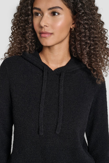 DKNY FEATHER YARN HOODIE WITH DRAWCORD AND TONAL LOGO