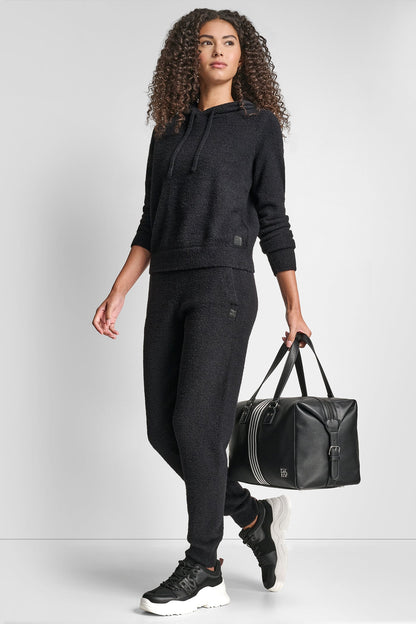 DKNY FEATHER YARN HOODIE WITH DRAWCORD AND TONAL LOGO