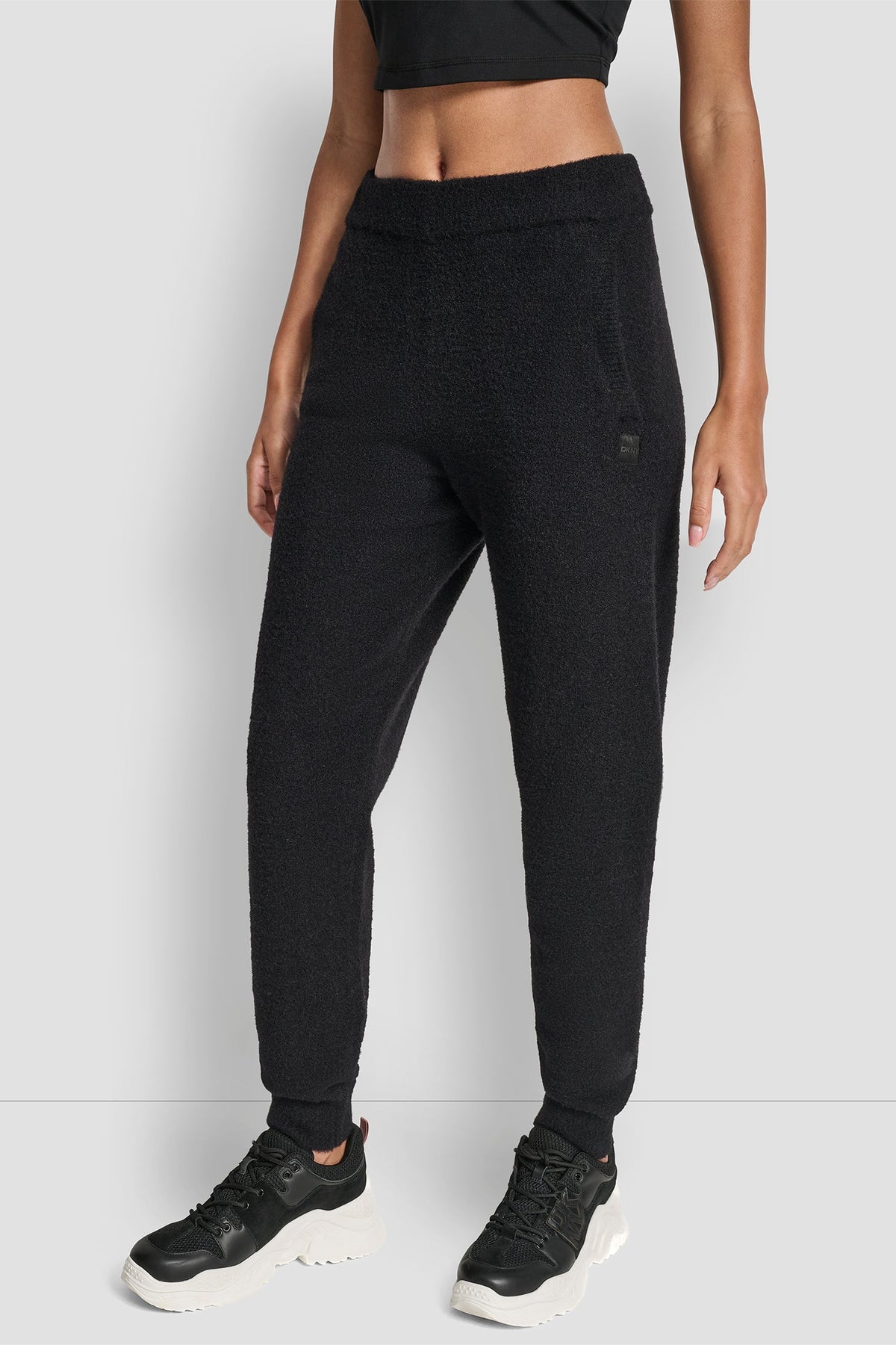 DKNY FEATHER YARN JOGGER WITH POCKETS AND TONAL LOGO
