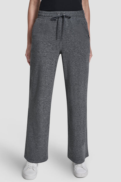 DKNY MID-RISE SPACEDYE WIDE-LEG PANT
