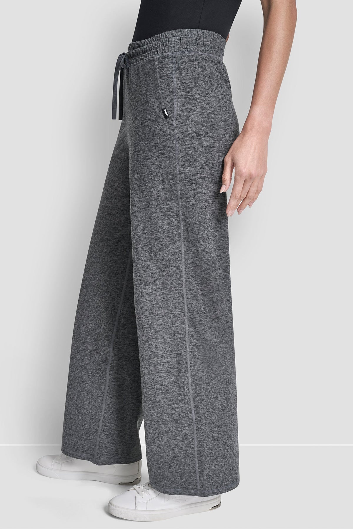 DKNY MID-RISE SPACEDYE WIDE-LEG PANT
