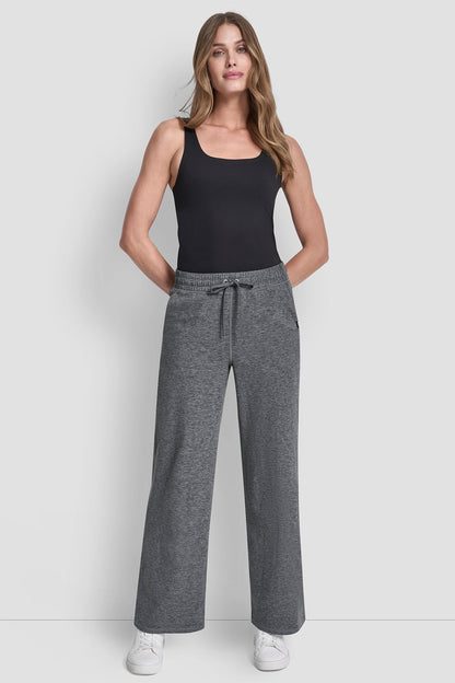 DKNY MID-RISE SPACEDYE WIDE-LEG PANT
