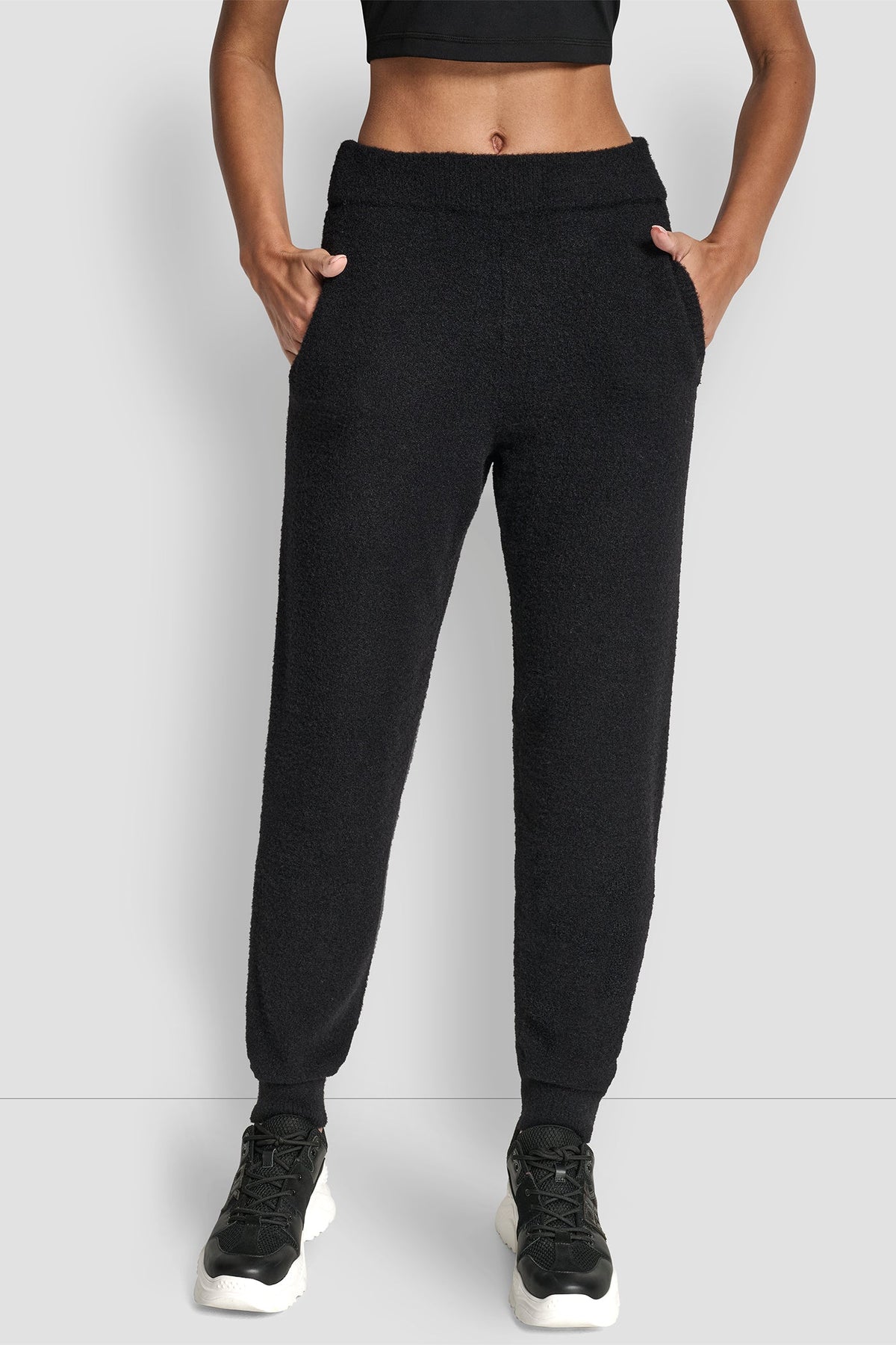 DKNY FEATHER YARN JOGGER WITH POCKETS AND TONAL LOGO