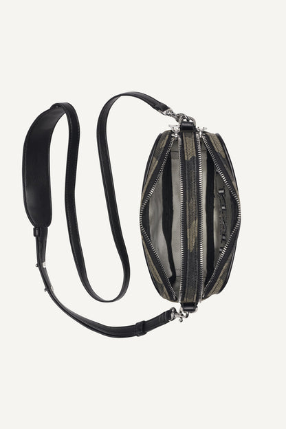 DKNY NELL LOGO-EMBOSSED CAMO CAMERA BAG